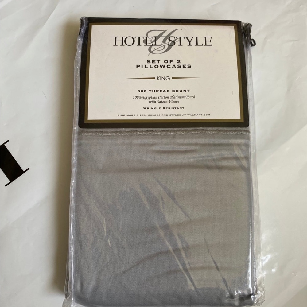 2 Pack Hotel Style Egyptian Cotton 500 Thread Count King Pillowcases Grey